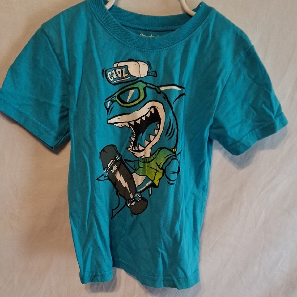 Garanimals Teal Shark Skateboard Kids Tee